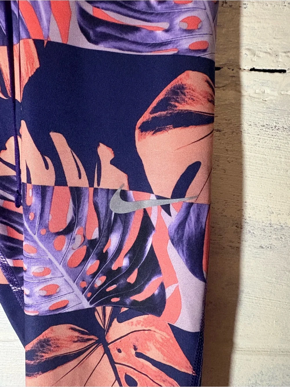 Nike DRI-FIT Fast Runway Print Eggplant High Rise Running Tights XS